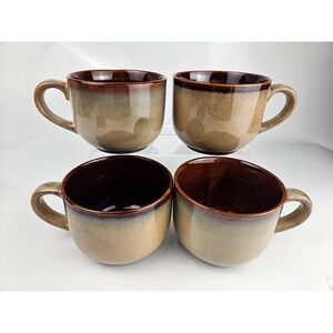 Sango Nova Brown 4933 Jumbo Soup Latte Mug Set of 4 Stoneware Reactive Glaze